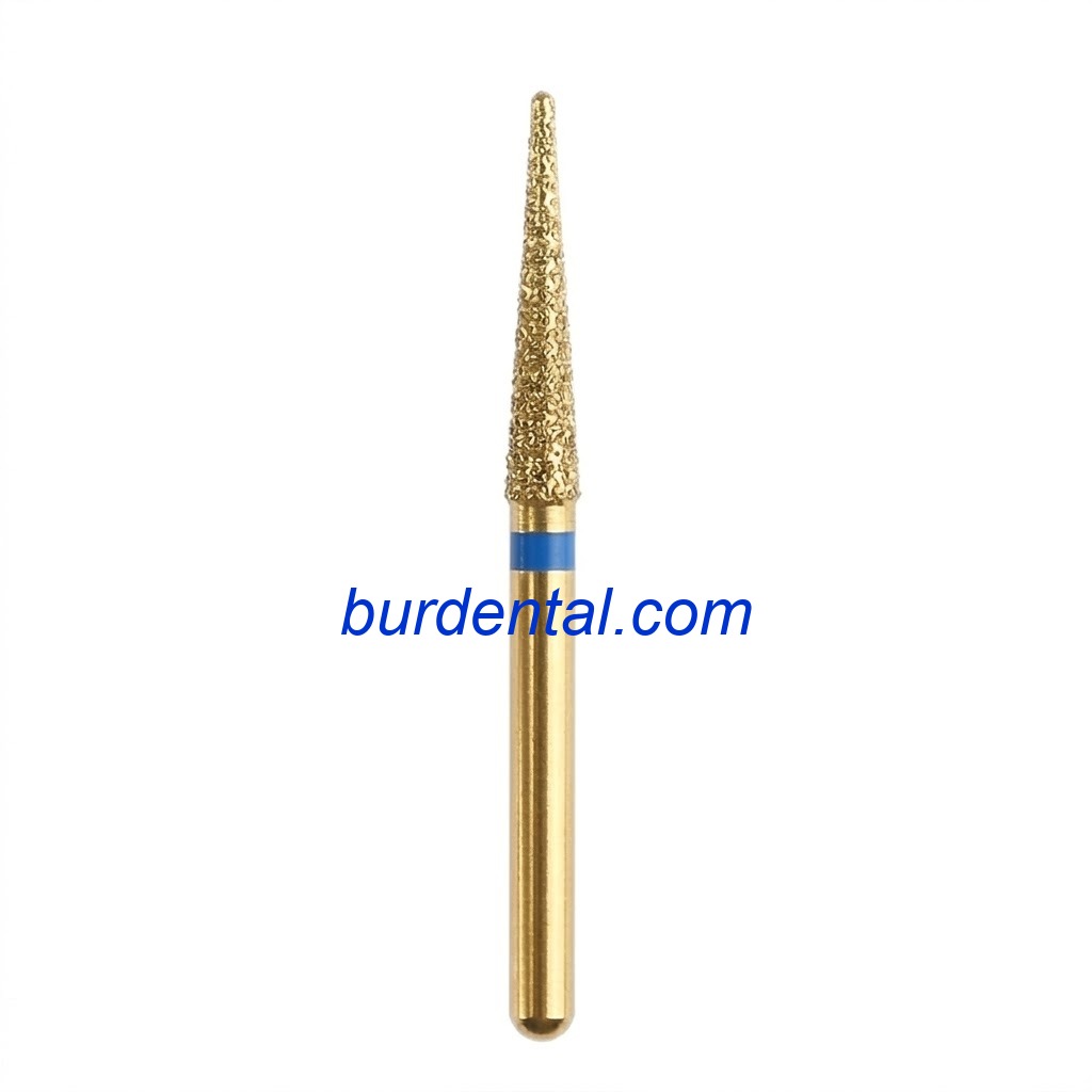 165-GS014M Pointed Cone Gold-Coated Diamond Bur FG Medium grit