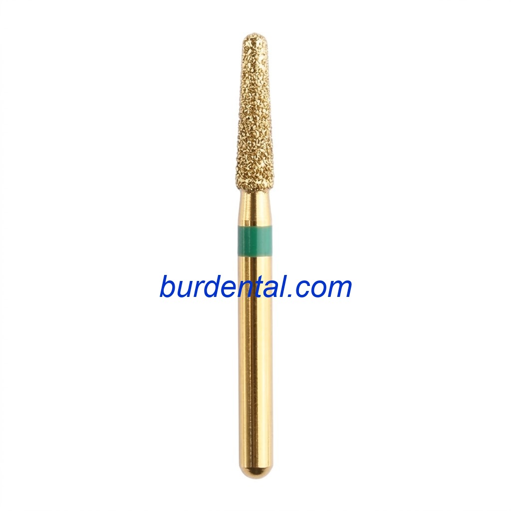 197-G018C Round End Cone/taper Gold-Coated Diamond Bur FG