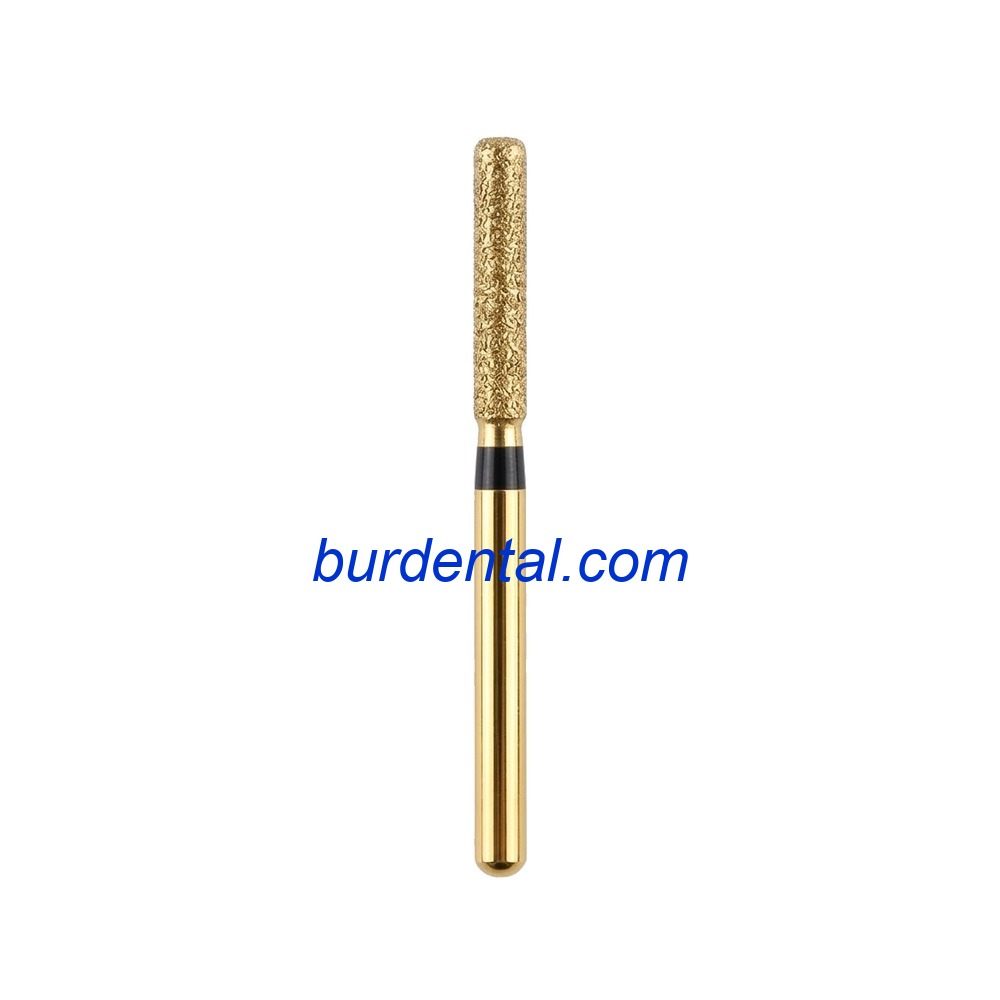 SF-G41S Flat End Cylinder Gold-Coated Diamond Bur FG