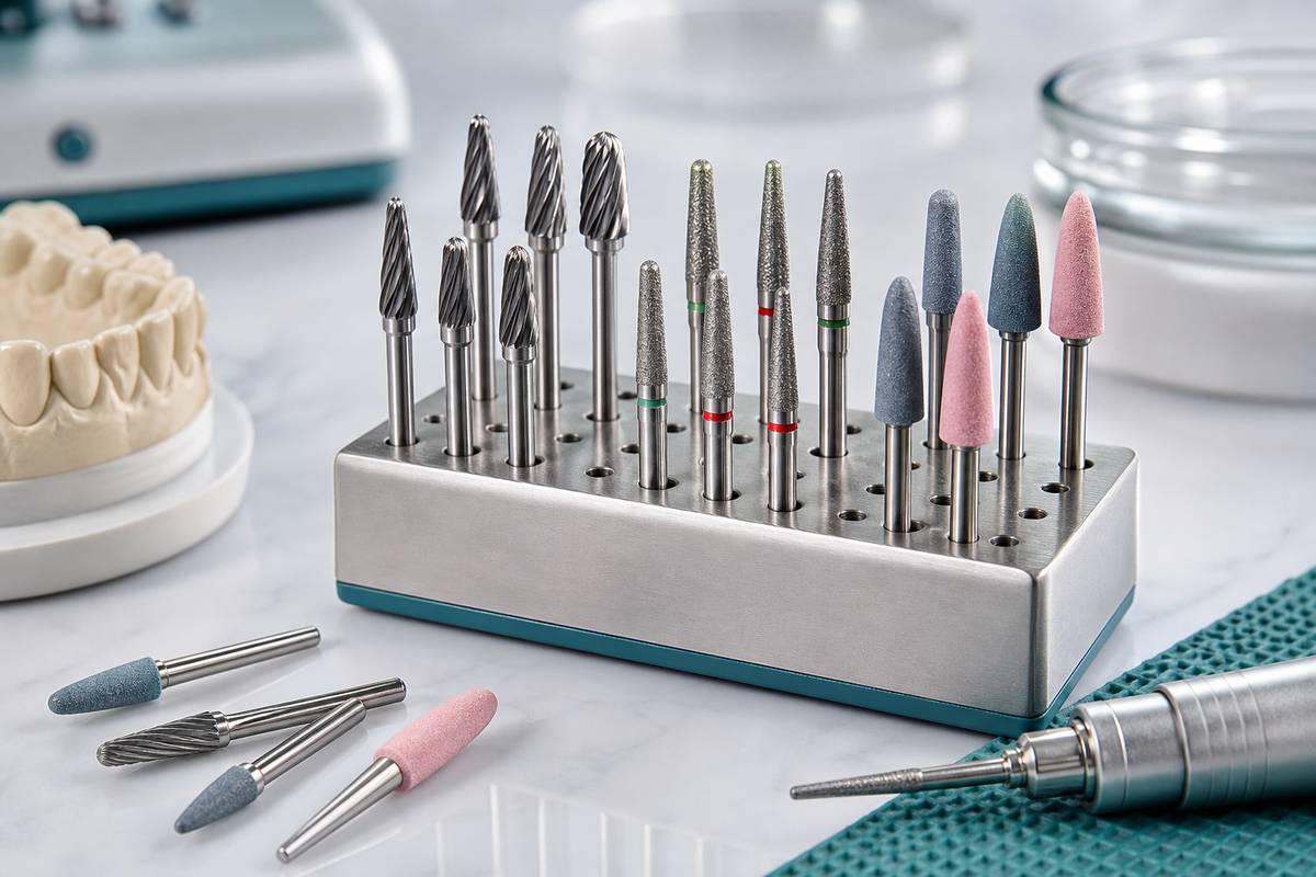 Dental Lab Burs: HP Carbide Cutters, Sintered Diamonds, and Stones