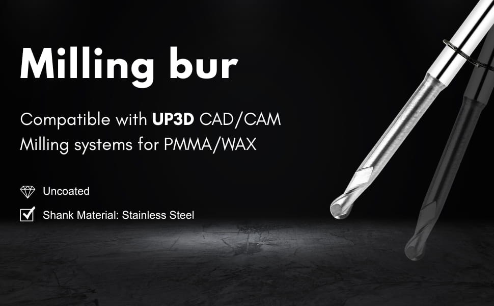 UP-R10RC16D4TL50-PMMA dental milling bur