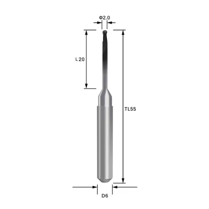 ARUM-R10RC16D6TL55-Zir ARUM Compatible Zirconia DC Coated Milling Bur 1.0 mm