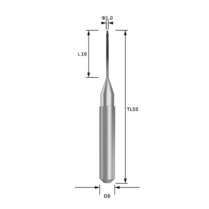 ARUM-R20RC20D6TL55-Zir ARUM Compatible Zirconia DC Coated Milling Bur 2.0 mm