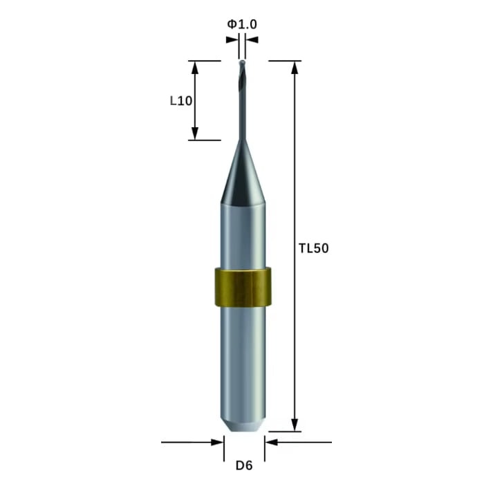 ZTN-R10RC10D6TL50-Metal Zotion Compatible Metal DLC Coated Milling Bur 1.0 mm