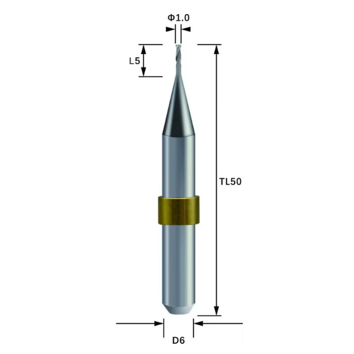 ZTN-R10RC5D6TL50-Metal Zotion Compatible Metal DLC Coated Milling Bur 1.0 mm