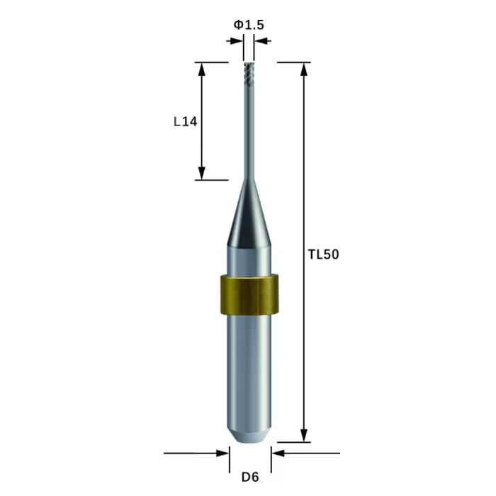 ZTN-R15RC14D6TL50-Metal Zotion Compatible Metal DLC Coated Milling Bur 1.5 mm