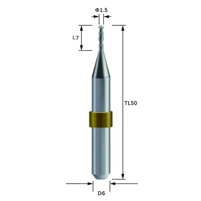 ZTN-R15RC7D6TL50-Drill-Metal Zotion Compatible Metal DLC Coated Milling Bur 1.5 mm