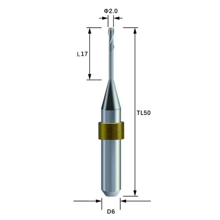 ZTN-R20RC17D6TL50-Metal Zotion Compatible Metal DLC Coated Milling Bur 2.0 mm
