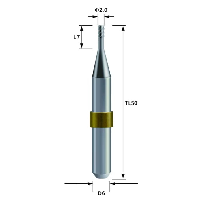 ZTN-R20RC7D6TL50-Metal Zotion Compatible Metal DLC Coated Milling Bur 2.0 mm