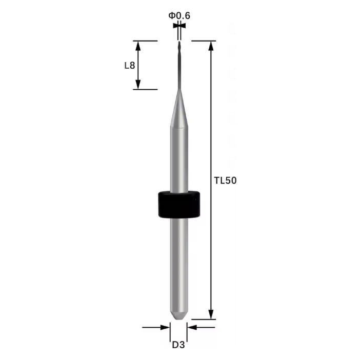 LNY-R06RC8D3TL50-Zir LNY Compatible Zirconia DC Coated Milling Bur 0.6 mm