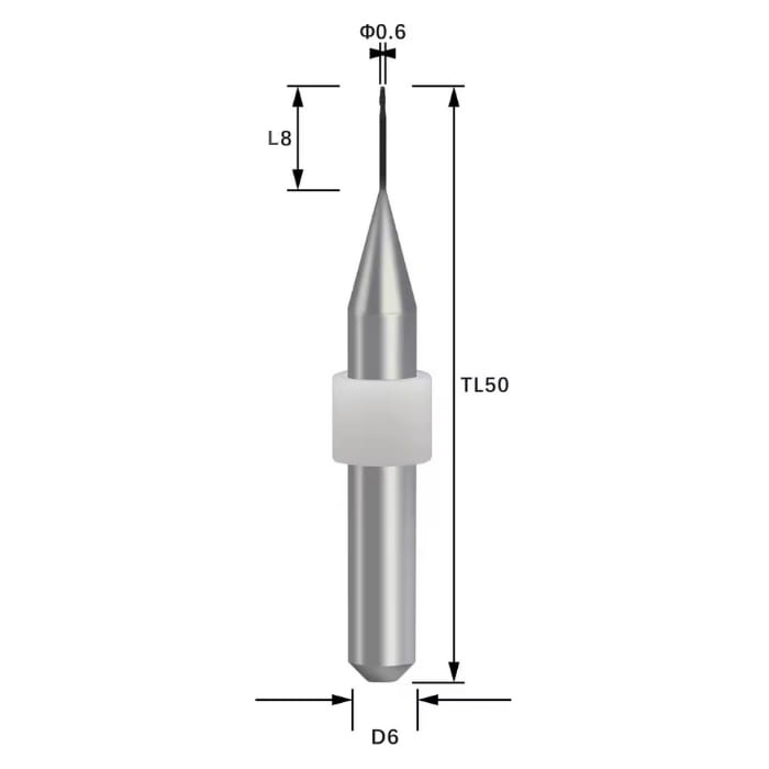 LNY-R06RC8D6TL50-Zir LNY Compatible Zirconia DC Coated Milling Bur 0.6 mm