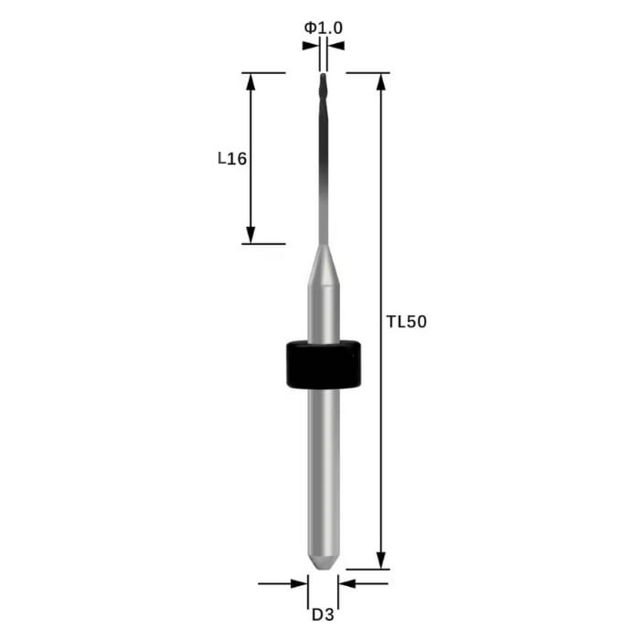 LNY-R10RC16D3TL50-Zir LNY Compatible Zirconia DC Coated Milling Bur 1.0 mm