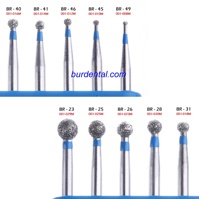 001021m/br28 Fg Standard Round Head 2.1mm Blue Medium Diamond Bur Fg