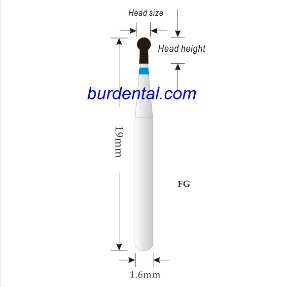 002-014M Round With Collar Diamond Bur FG Medium grit