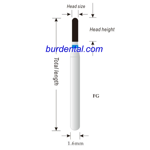 138-010M Round End Cylinder Diamond Bur FG Medium grit