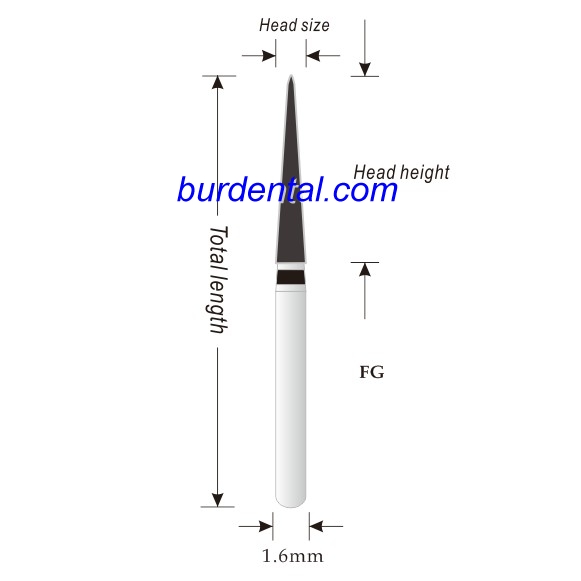 166-012S Pointed Cone Diamond Bur FG Super-coarse grit