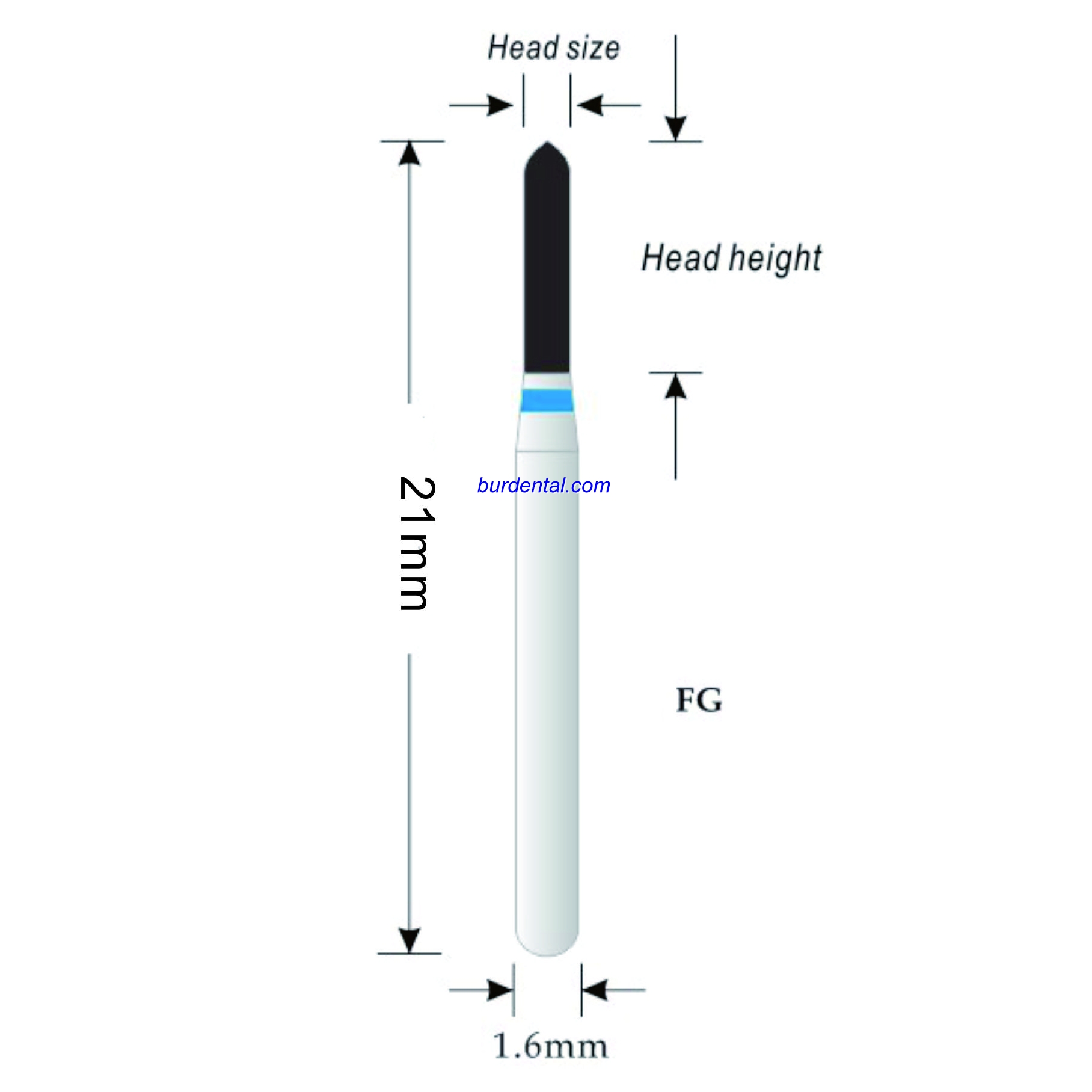288-010M Torpedo Diamond Bur FG Medium grit