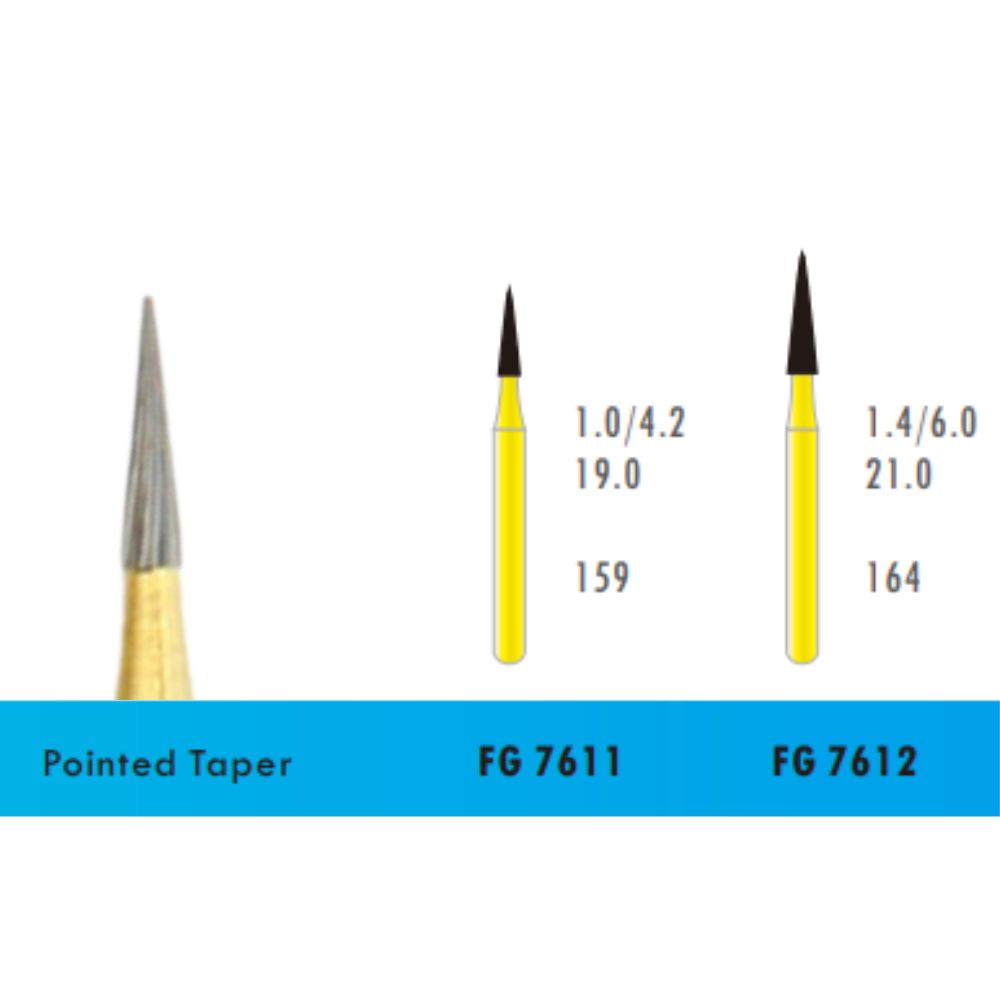 F7611 Taper Pointed Trimming and Finishing Carbide Bur Economical FG