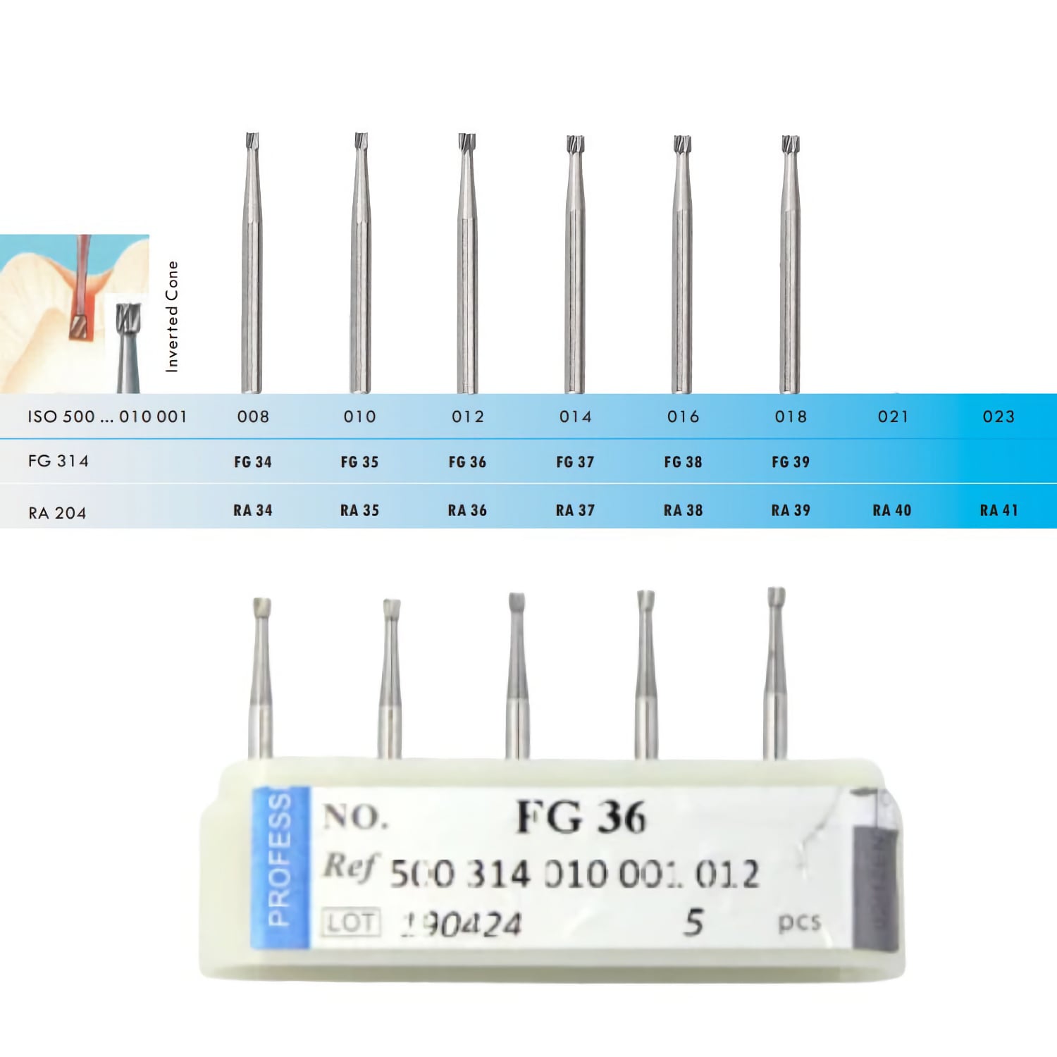 F36 Invert Cone Tungsten Carbide Bur FG Economical