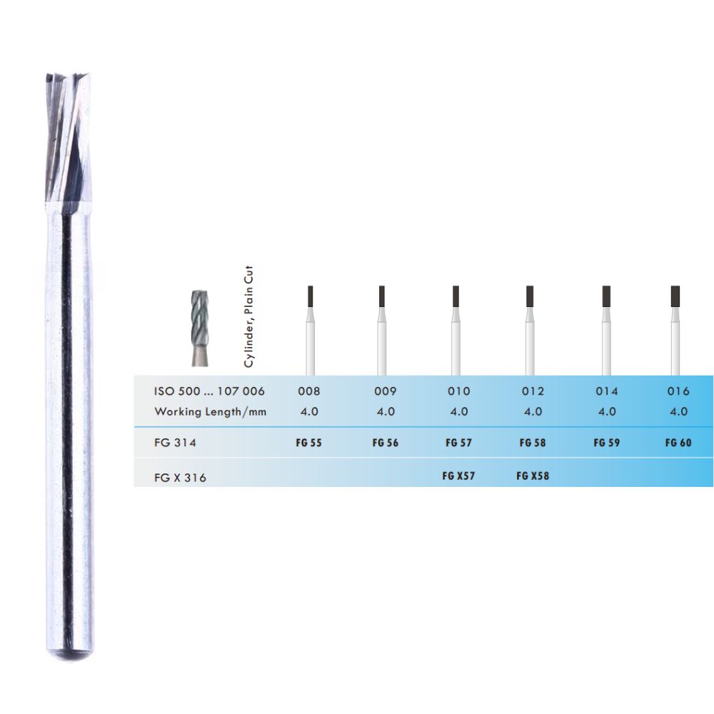 FG59 Cylinder Tungsten Carbide Bur FG