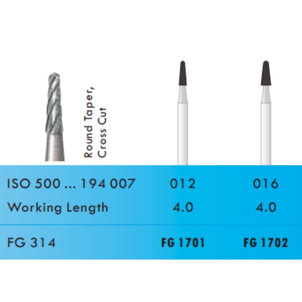 FG1702 Round Taper Tungsten Carbide Bur FG