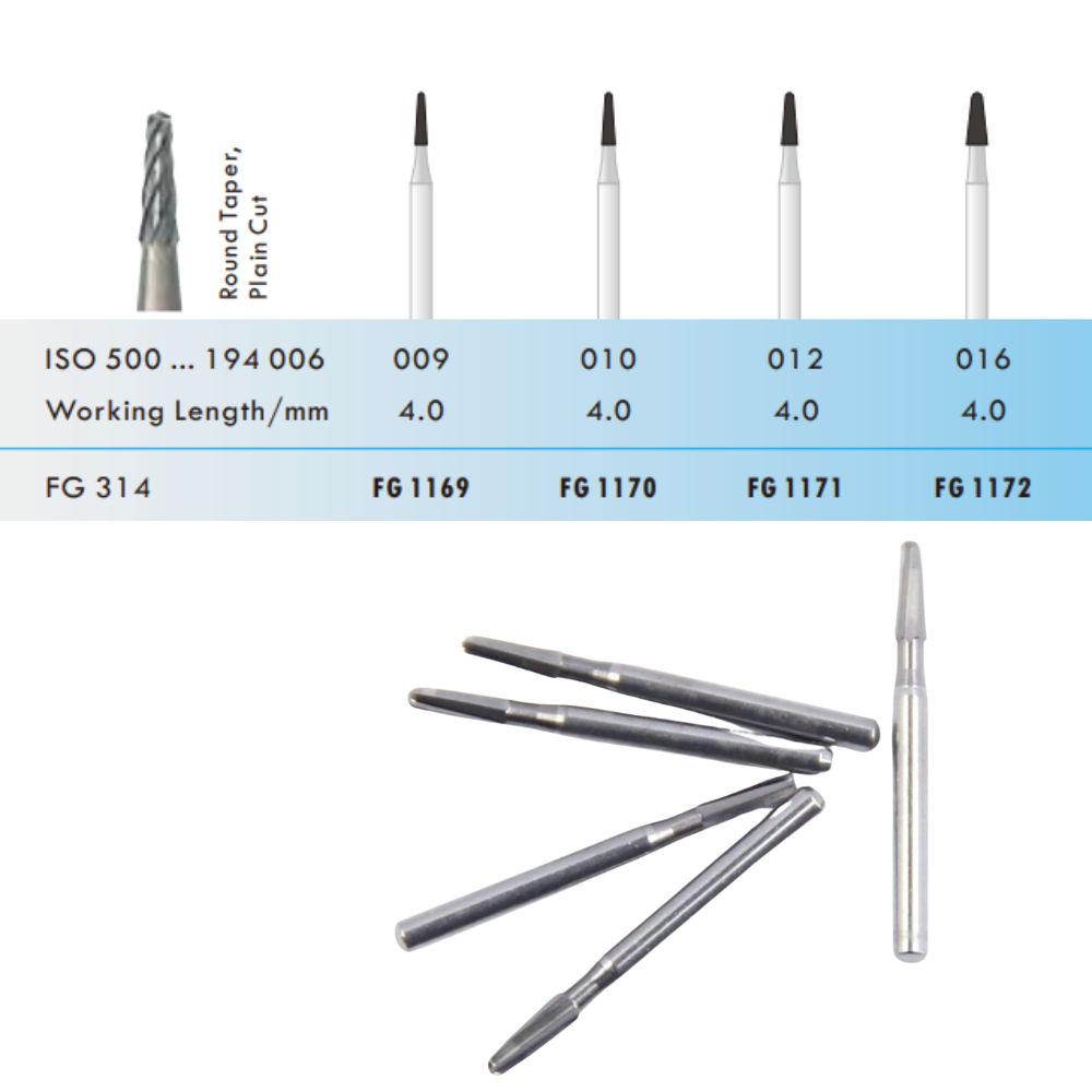 FG1169 Round Taper Tungsten Carbide Bur FG
