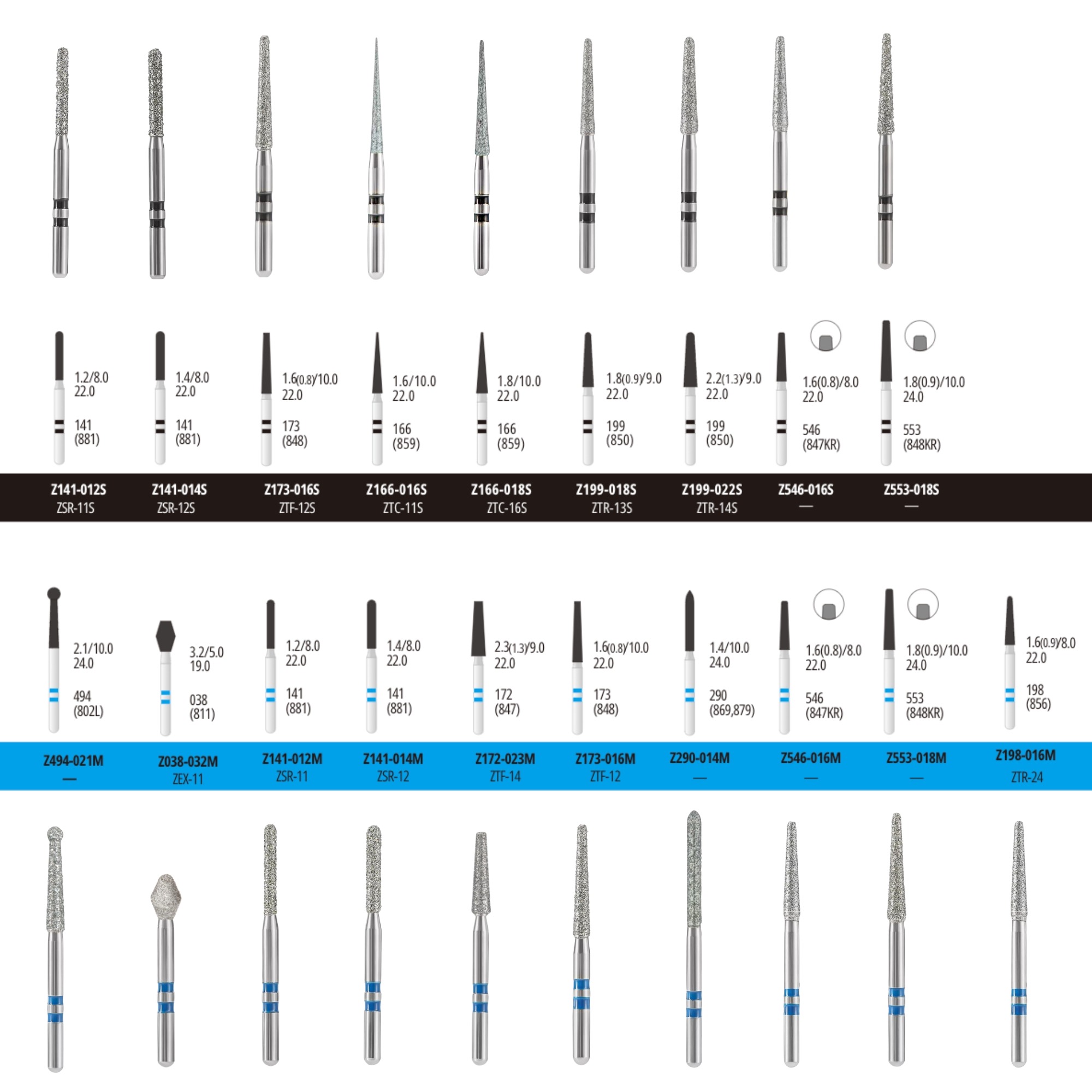 Z166-018S Torpedo Zirconia Diamond Bur FG Coarse grit