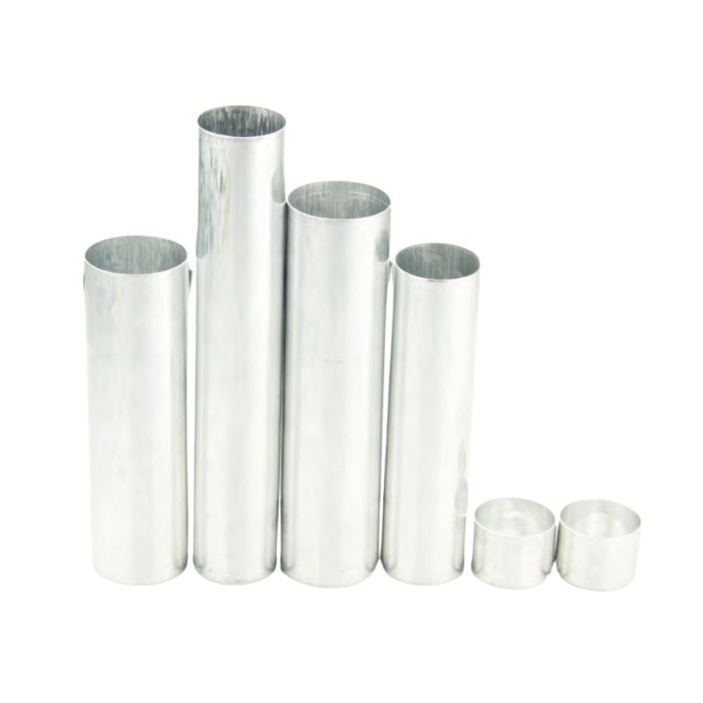 Dental Lab Empty Aluminum Cartridge With Caps For Flexible Acrylic Denture Materials Work Diameter 25mm 