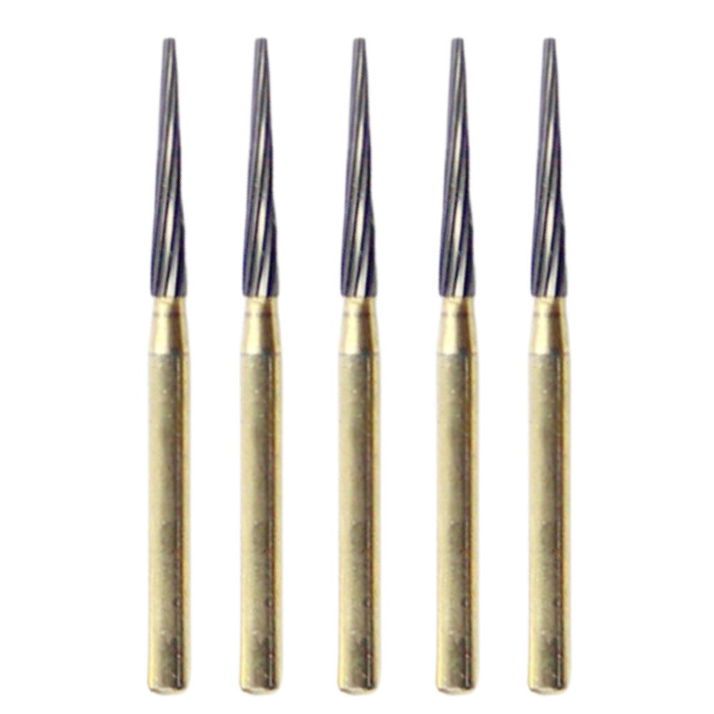 Flat End Taper Trimming and Finishing Tungsten Carbide Burs FG Golden Dental Burs for Trimming Excess Material